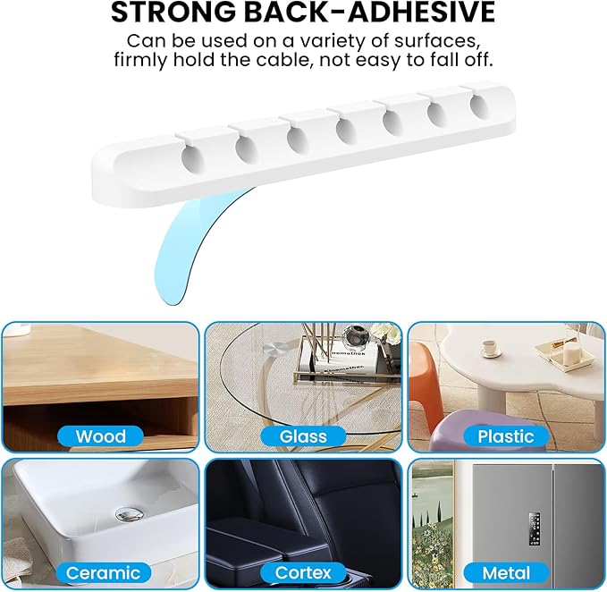 AhaStyle Cable Clips, 3 Pack Cord Holders Cable Organizer Self Adhesive Cord - Image 3