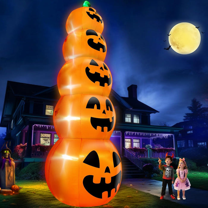 14 FT Giant Halloween Inflatable Stacked Pumpkins Outdoor Decoration