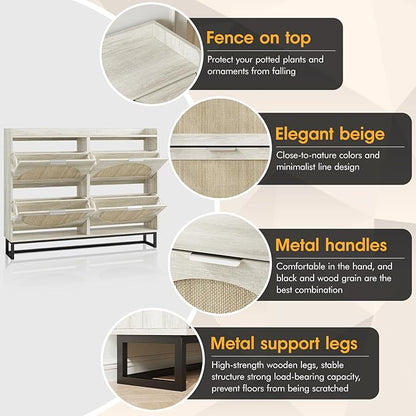 Maupvit Large Rattan Shoe Storage Cabinet - Image 4