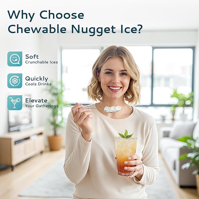 EUHOMY Nugget Ice Maker Countertop, Ready in 8 Mins, Self-Cleaning, 34lbs/24H - Image 3