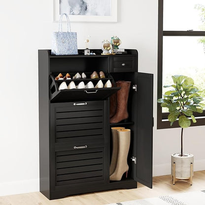 Slim Shoe Storage Cabinet for Entryway, Hidden Shoe Rack Cabinet - Image 5