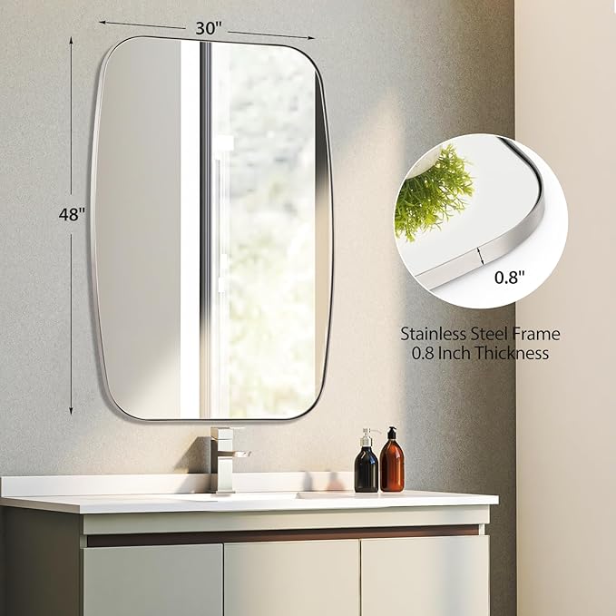 Brushed Nickel Bathroom Mirror, Living Room - Image 3