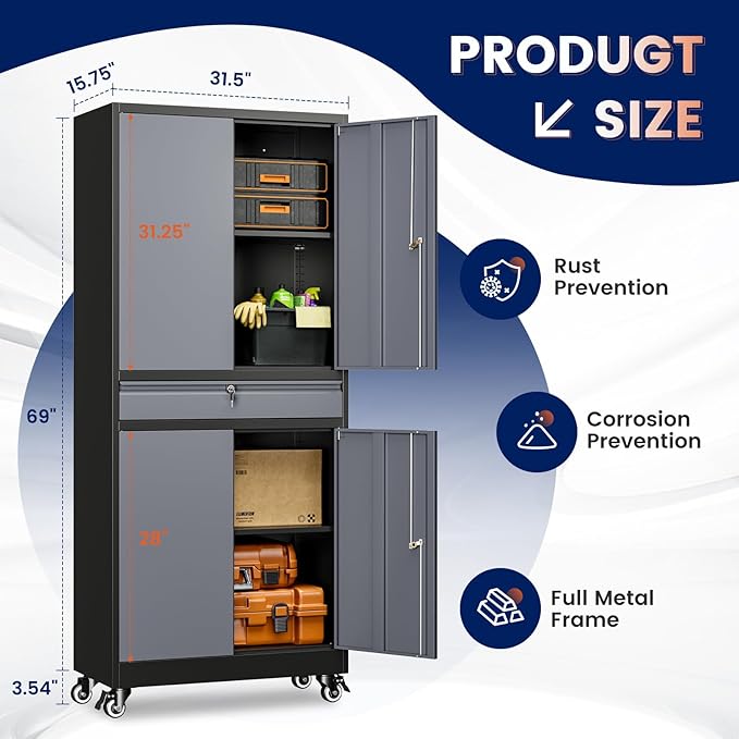 Yizosh Metal Garage Storage Cabinet - Image 3