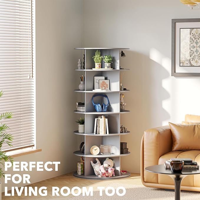 SpaceAid 6 Tier Rotating Shoe Rack Tower, Spinning Shoe Display Lazy Susan - Image 6