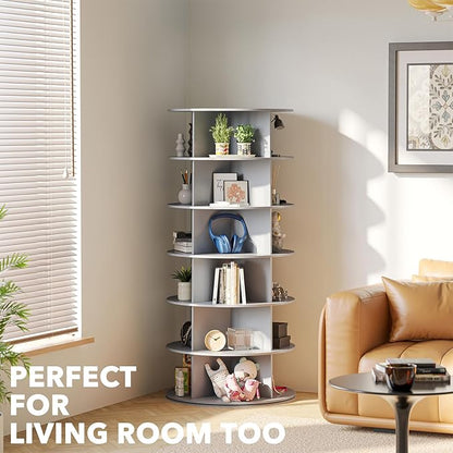 SpaceAid 6 Tier Rotating Shoe Rack Tower, Spinning Shoe Display Lazy Susan - Image 6