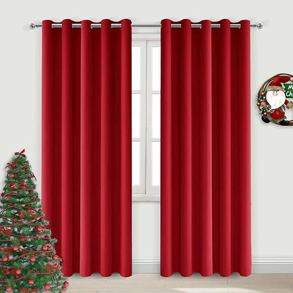 DWCN Christmas Curtains 84 Inches Long, Sliding Glass Door, Solid Grommet Panels by DWCN