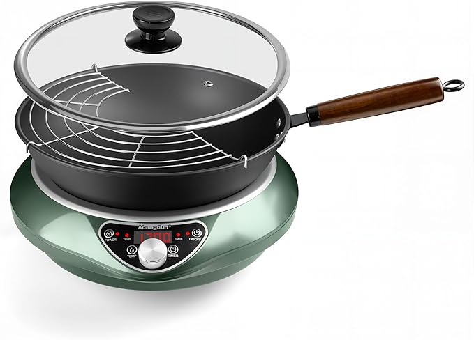 1700W 120V Wok Induction Cooktop, Non-Pulse Heating, 16 Levels, 18H Timer by Abangdun