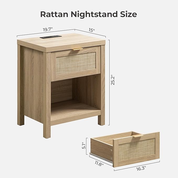 SICOTAS Night Stand with Charging Station - Image 3