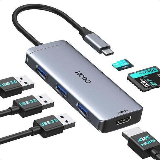 USB-C Hub Multiport Adapter for MacBook Air/Pro - 6 in 1 HDMI Dongle by HODO