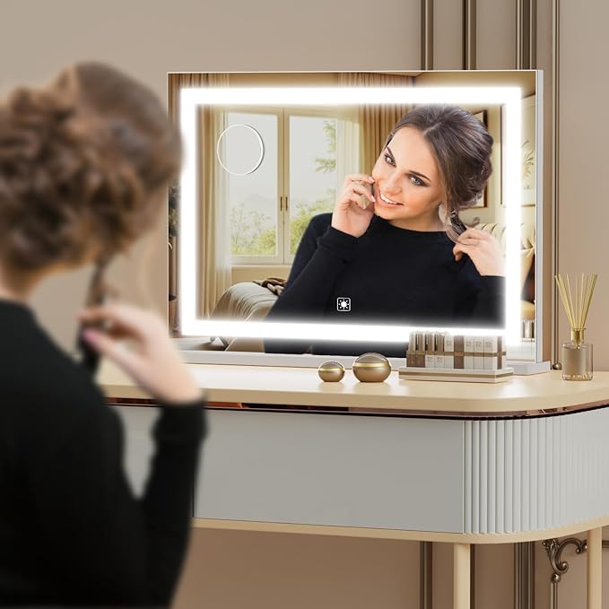 Makeup Vanity Mirror 24" x 19" Large LED Makeup Mirror, Desk Mirorr - Image 7