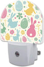 Easter Bunnies and Eggs Night Light, Colorful Rabbits and Flowers Dusk to Dawn by sndheke