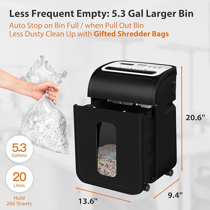 Paper Shredder for Home Office14-Sheet 60-Mins Micro Cut Shredder - Image 6