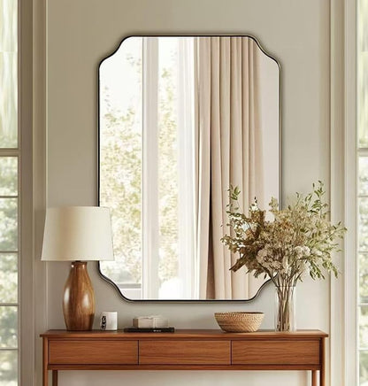 ANDY STAR 26"x38" Gold Mirror, Brushed Brass Scalloped Wall Mirror, Unique - Image 7