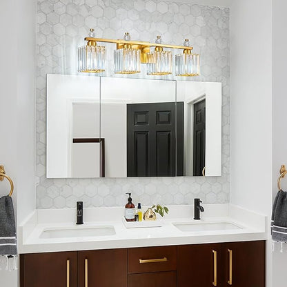 FDPBY Vanity Lights 4-Light Modern Crystal Vanity Light Gold Bathroom Light - Image 6