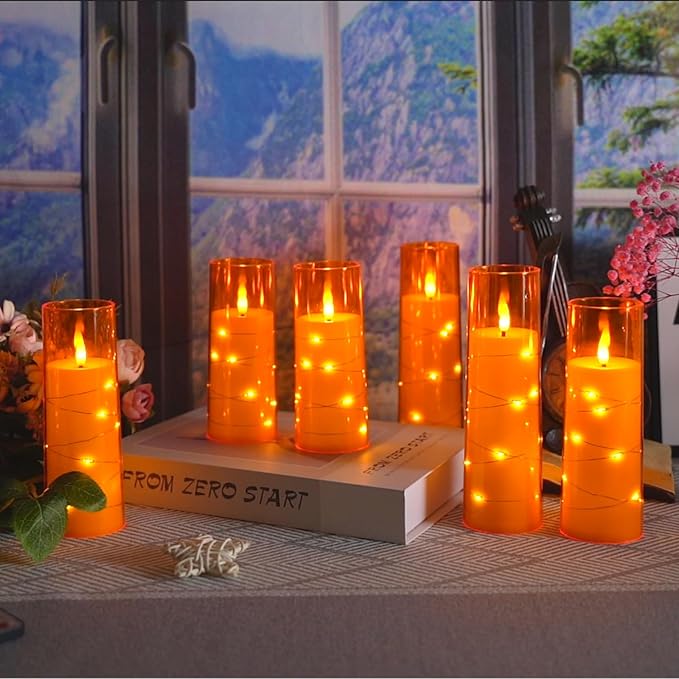 Flameless Candles with Embedded Star String, Battery Operated LED Pillar - Image 2