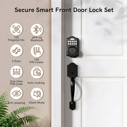 APP Fingerprint Door Lock Set, Keyless Entry Door Lock, Front Handle Set - Image 3