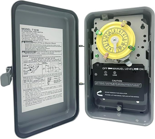 T101R Mechanical Timer Switch, 208–277 VAC 40 Amp, Pool Pump Switch, 24 Hour 12 by Bxmgr
