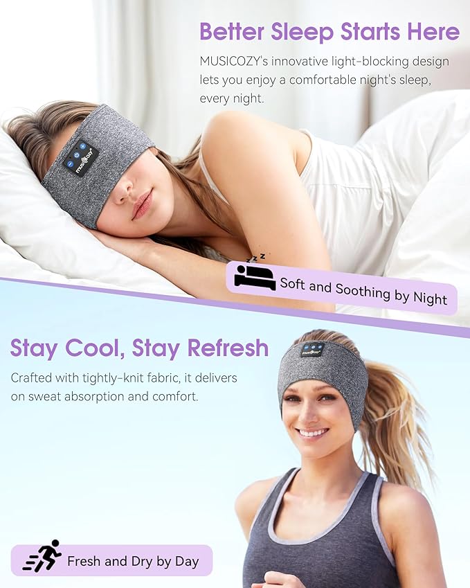 MUSICOZY Sleep Headphones Bluetooth Headband, 14 Hours Playtime, Sports Sweat - Image 2