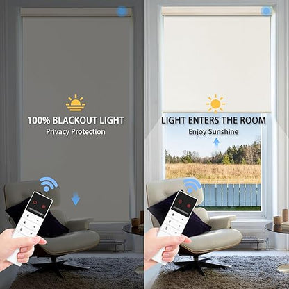 Motorized Blinds with Remote Control, 100% Blackout Cordless Wireless Electric - Image 2