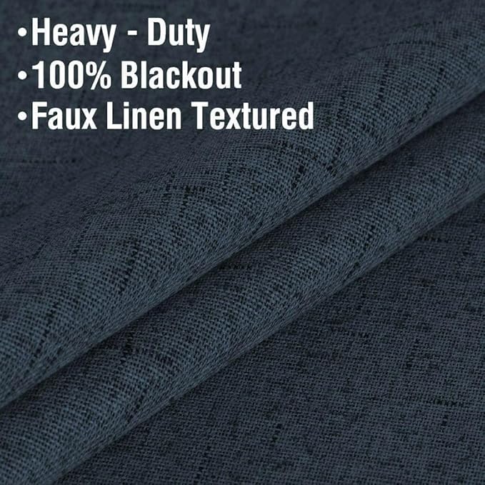 H.VERSAILTEX Linen Blackout Curtains 45 Inches Long 100% Absolutely Blackout - Image 4