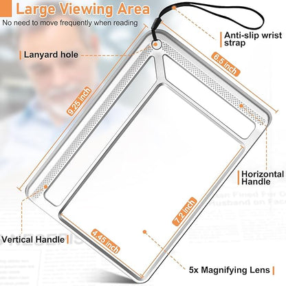5X Full Page Magnifying Glass for Reading, Lightweight Rectangular Magnifier - Image 4