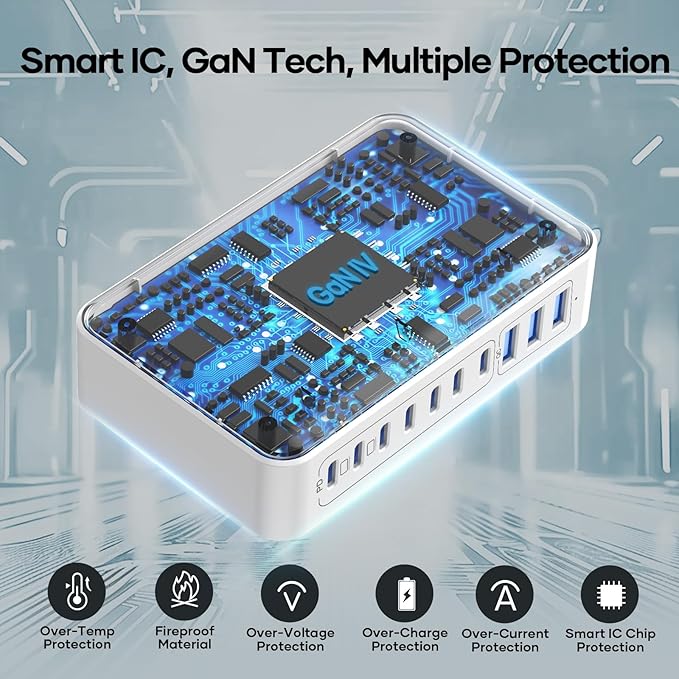 Charging Station for Multiple Devices 500W, 10 Ports Charging Blocks for - Image 7