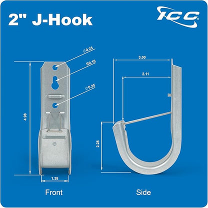 ICC 2-Inch Wall Mount J-Hook – 25-Pack, Cable Support Hooks - Image 9