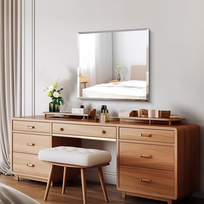 CILIBER Beveled Mirror, 24x24 inch Square Bathroom Mirrors - Image 2
