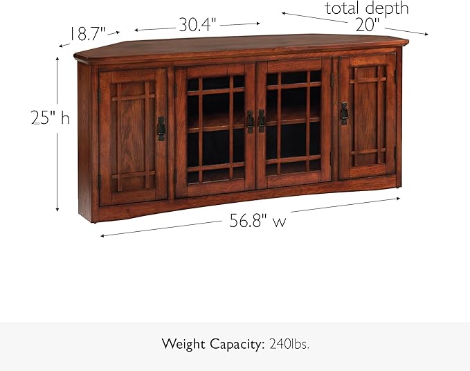 Leick Home 60 in Corner TV Stand, Solid Wood, Adjustable Shelves, Easy Assembly - Image 5