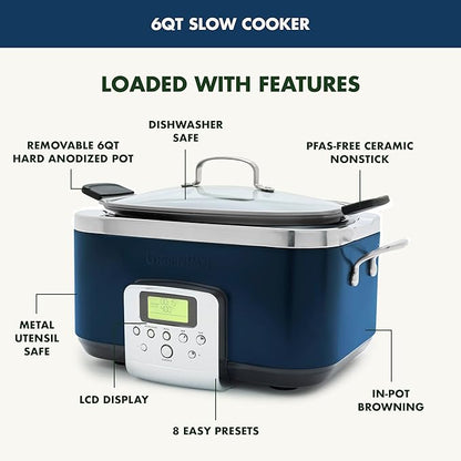 GreenPan Elite 8-in-1 Programmable 6QT Electric Slow Cooker, Dishwasher Safe - Image 4