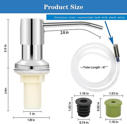 Soap Dispenser for Kitchen Dish Sink Built in Soap Dispenser Pump Chrome - Image 3