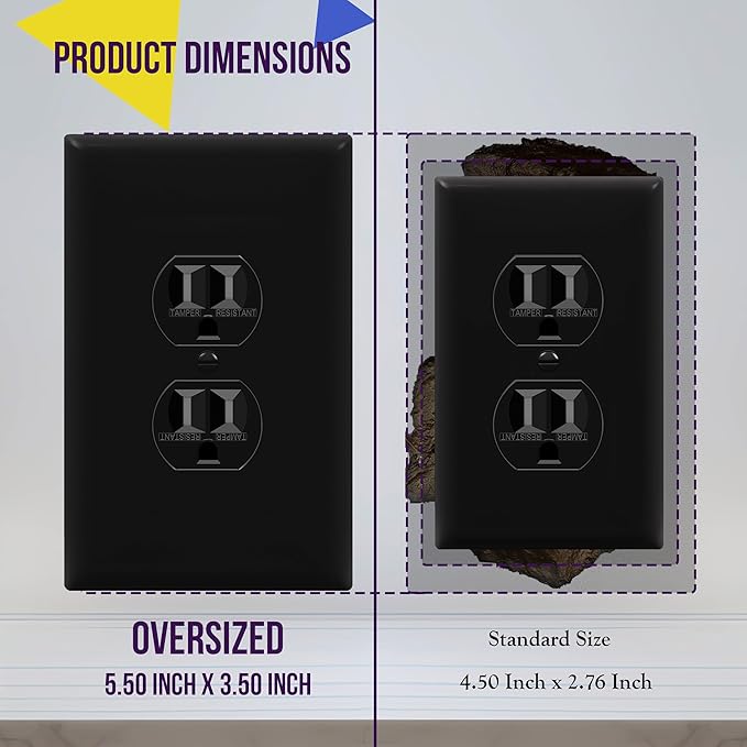 ENERLITES Duplex Receptacle Outlet Wall Plate, Jumbo Electrical Outlet Cover - Image 2