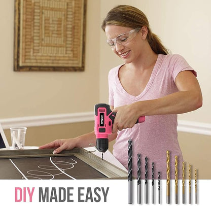 Hi-Spec 110pc Pink 8V USB Electric Power Cordless Womens Drill Driver Set. - Image 5