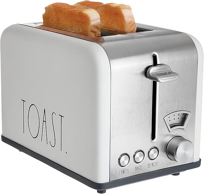 Rae Dunn Toaster, Stainless Steel 2 Slice Square Toaster, Wide Slot by RaeDunn