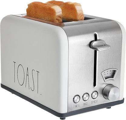 Rae Dunn Toaster, Stainless Steel 2 Slice Square Toaster, Wide Slot by RaeDunn