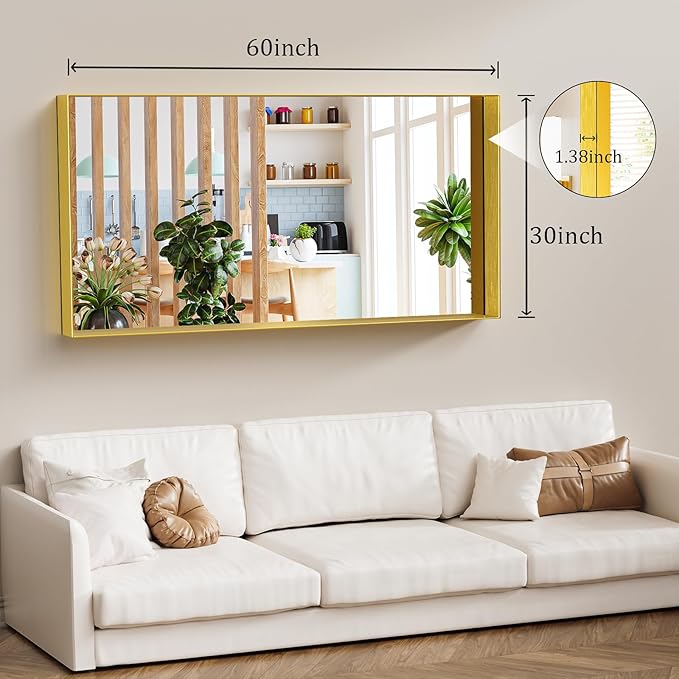 Koonmi 30x60 Inch Metal Framed Bathroom Mirror - Image 6