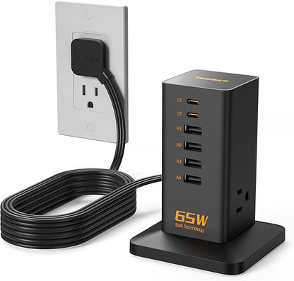 USB Charging Station for Multiple Devices 10Ft Cord, TESSAN 9-in-1 USB C by TESSAN