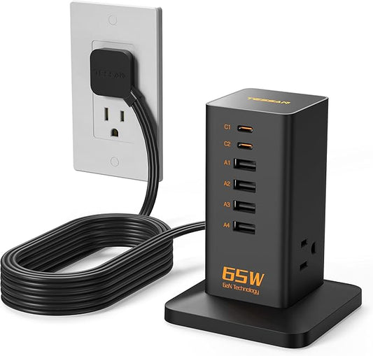 USB Charging Station for Multiple Devices 10Ft Cord, TESSAN 9-in-1 USB C by TESSAN