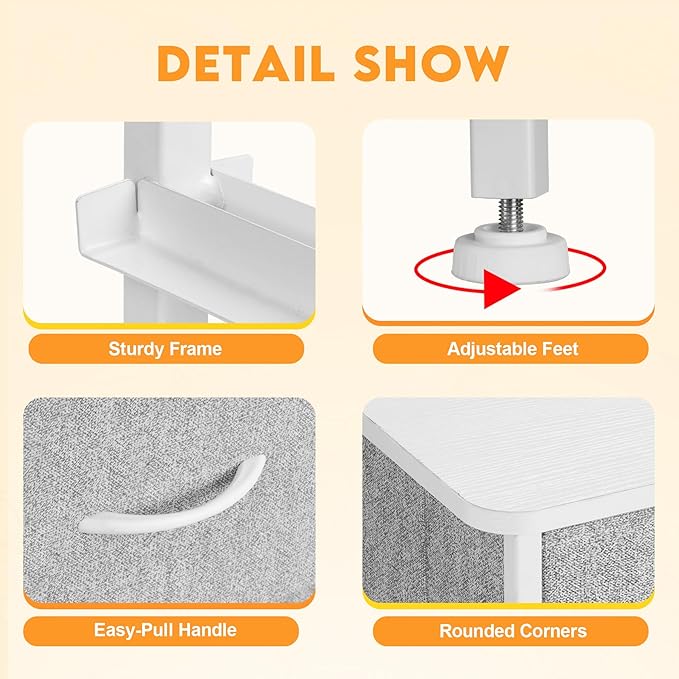 Curved Profile Dresser for Bedroom，5 Fabric Drawer Dresser - Image 7