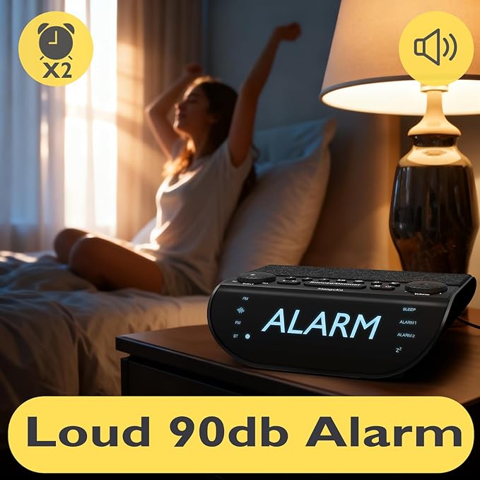 MangoKit FM Radio with Bluetooth 5.3, Dual Alarm Clock - Image 3