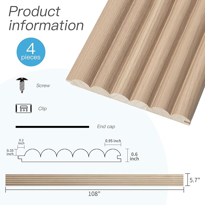 Art3d Fluted Wood Panel for Wall and Ceiling, Beaded Accent molding for Home - Image 7