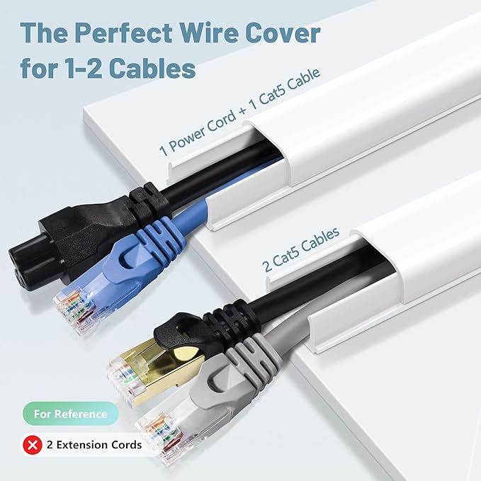 Wire Covers for 2 Cords, 68in Wire Hider on Wall Mounted, Cable Cover Cable - Image 2