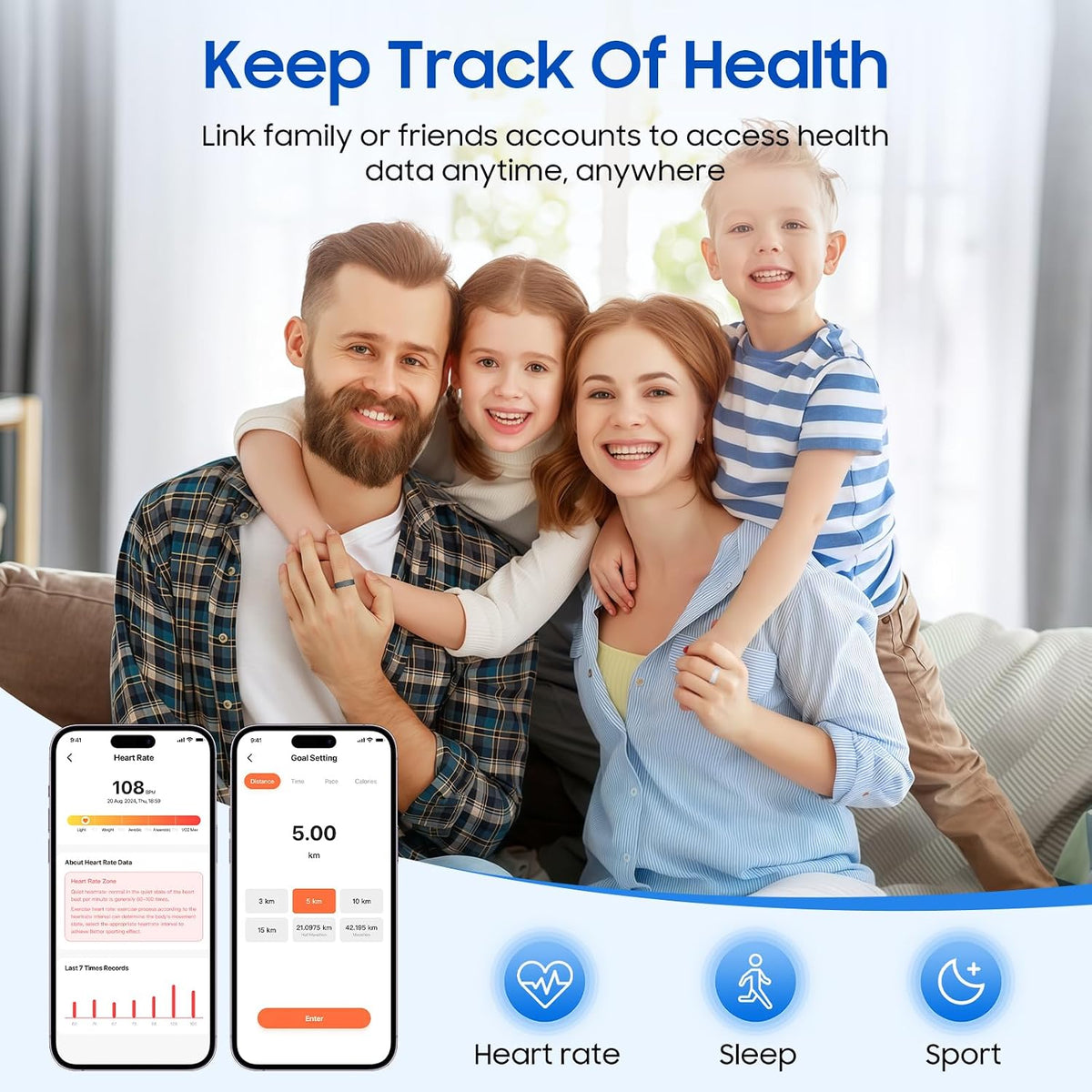smart health ring, featuring stress and sleep monitoring, close-up detail