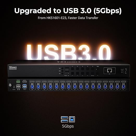 TESmart 16X1 HDMI KVM Switch USB 3.0, 4K@60Hz Rackmount KVM 16 Port - Image 4