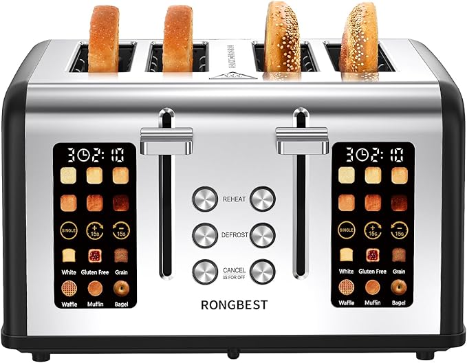 4 Slice Touch Screen Toaster, Easy-to-Use Digital Stainless Steel Toaster by Unknown