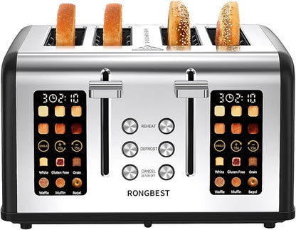 4 Slice Touch Screen Toaster, Easy-to-Use Digital Stainless Steel Toaster by Unknown