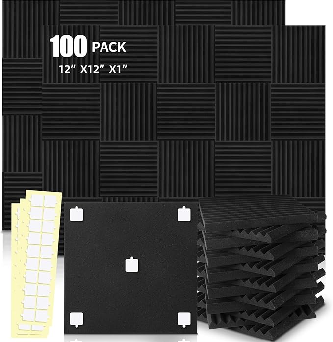 HWLIYUTAI 100 Pack Acoustic Panels 1 X 12 X 12 Inches by HWLIYUTAI