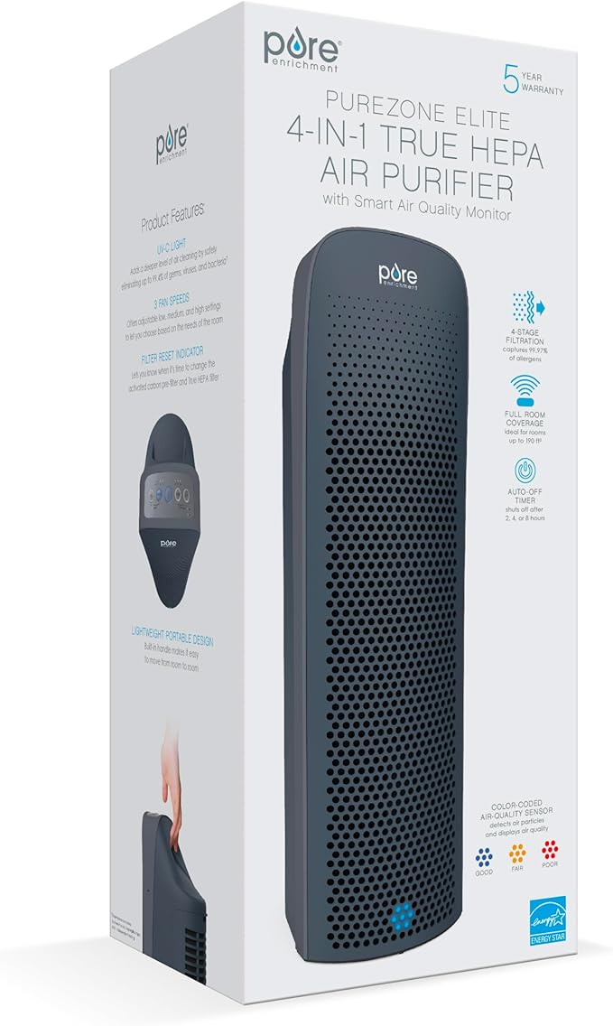 Pure Enrichment PureZone Elite True HEPA Large Room Tower Air Purifier - Image 9
