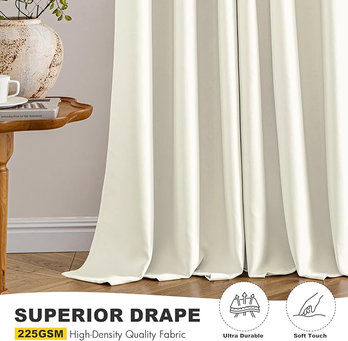 MIULEE Cream Blackout Curtains for Bedroom Living Room 45 Inches Long 2 Panels - Image 5