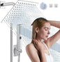 8"High Pressure Square Rain Shower Head and 2-in-1 Hand Shower.Equipped by AWAXFOLO